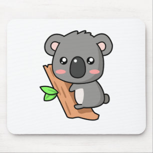 Cute Cartoon Koala Beer over de Eucalyptusboom Muismat