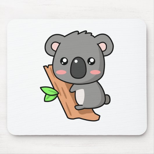 Cute Cartoon Koala Beer over de Eucalyptusboom Muismat (Voorkant)