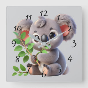 Cute cartoon Koala Beer Vierkante Klok