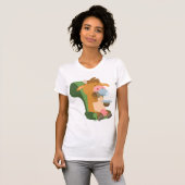 Cute Cartoon Koe en een Nice Cuppa Women T-Shirt (Voorkant volledig)