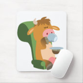 Cute Cartoon Koe en Nice Cuppa Mousepad Muismat (Met muis)