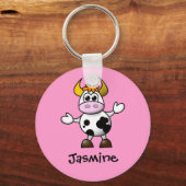 Cute Cartoon Koe Gepersonaliseerde naam Cute Cute Sleutelhanger (Voorkant)