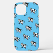 Cute Cartoon Koe Pattern on Blue Case-Mate iPhone Case (Achterkant)