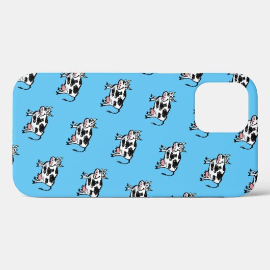 Cute Cartoon Koe Pattern on Blue Case-Mate iPhone Case (Achterkant (horizontaal))