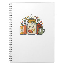 Cute Cartoon Koekpot & Hot Sauce Foodie T-Shirt Notitieboek