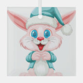 Cute cartoon konijn glas ornament (Voorkant)