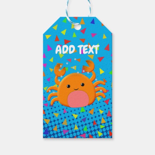 Cute Cartoon krab met Confetti Cadeaulabel (Voorkant)