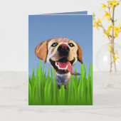 Cute Cartoon Labrador Retriever Wenskaart Kaart (Gele Bloem)