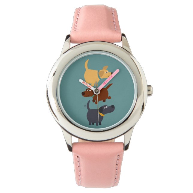 Cute Cartoon Labradors in 3 Flavors Watch Horloge (Voorkant)