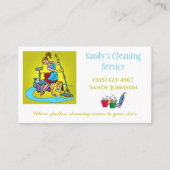 Cute Cartoon Lady Professional Cleaning Services Visitekaartje (Voorkant)