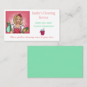 Cute Cartoon Lady Professional Cleaning Services Visitekaartje (Voorkant / Achterkant)