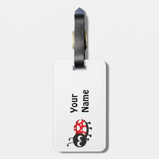 Cute Cartoon Ladybug Bagagelabel (Achterkant verticaal)