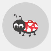 Cute Cartoon Ladybug Ronde Sticker (Voorkant)
