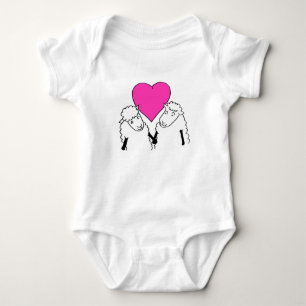 Cute Cartoon Lambs Love Heart Romper