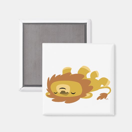 Cute Cartoon Lazy Lion magnet (Voorkant / Achterkant)
