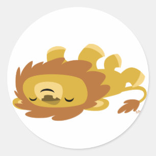 Cute Cartoon Lazy Lion ronde sticker