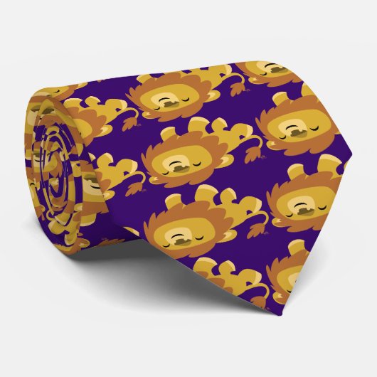 Cute Cartoon Lazy Lion Stropdas (Opgerold)