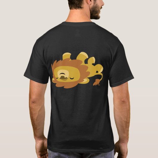 Cute Cartoon Lazy Lion T-shirt (achterzijde) (Achterkant)