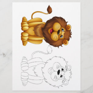 Cute Cartoon leeuw kleurplaat voor kinderen  Flyer
