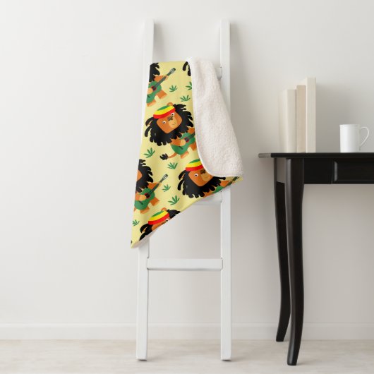 Cute Cartoon leeuw van Zion Sherpa Deken (In situ)