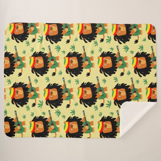 Cute Cartoon leeuw van Zion Sherpa Deken (Voorkant (horizontaal))