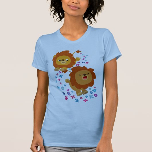 Cute Cartoon leeuwen in de tuinvrouwen T-shirt (Voorkant)