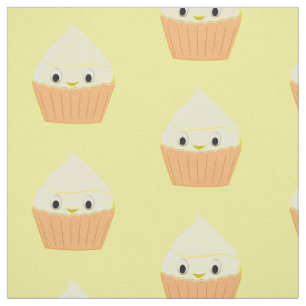 Cute Cartoon Lemon Cupcake Herhalingspatroon Stof