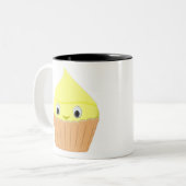 Cute Cartoon Lemon Cupcake Tweekleurige Koffiemok (Voorkant links)