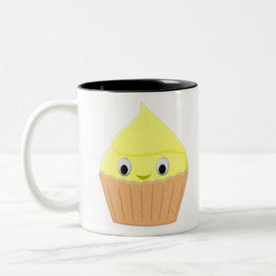 Cute Cartoon Lemon Cupcake Tweekleurige Koffiemok
