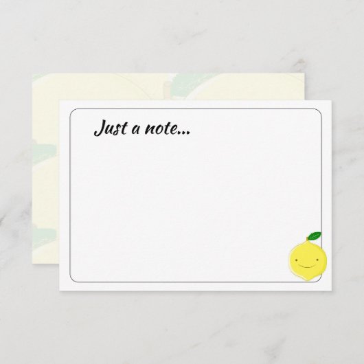 Cute Cartoon Lemon Custom Just a Note Notitiekaartje (Voorkant / Achterkant)