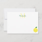 Cute Cartoon Lemon Custom Monogram Notitiekaartje (Voorkant)