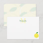 Cute Cartoon Lemon Custom Monogram Notitiekaartje (Voorkant / Achterkant)