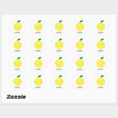 Cute Cartoon Lemon Custom Name Ronde Sticker (Vel)