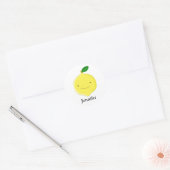Cute Cartoon Lemon Custom Name Ronde Sticker (Envelop)