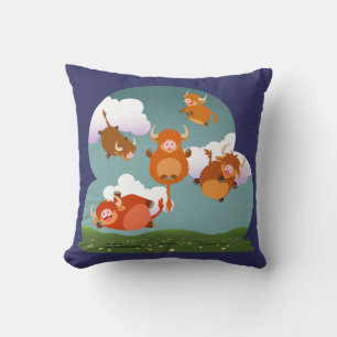 Cute Cartoon Levitating Highland Koeien Pillow Kussen