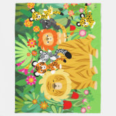 Cute Cartoon Liger en Friends Fleece Blanket (Voorkant)