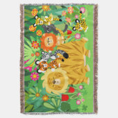 Cute Cartoon Liger en Friends Throw Blanket Deken (Voorkant Verticaal)