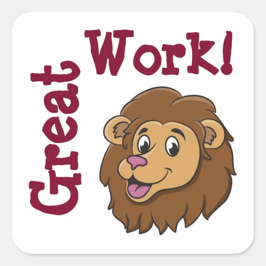 Cute Cartoon Lion  Aanmoediging Vierkante Sticker (Voorkant)