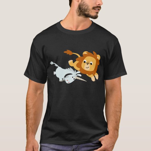 Cute Cartoon Lion and Unicorn T-shirt (Voorkant)