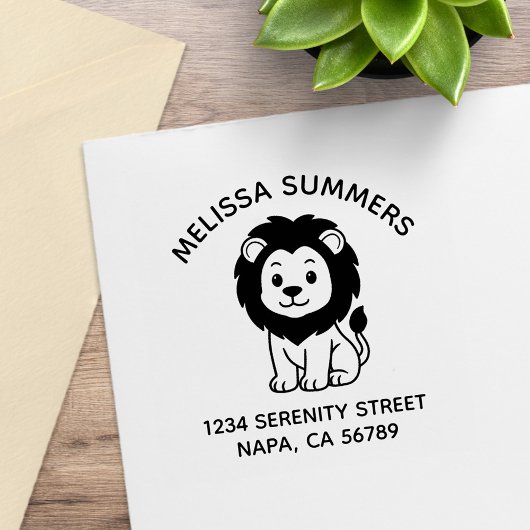 Cute Cartoon Lion Arch Address Rubberstempel