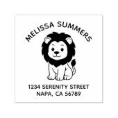 Cute Cartoon Lion Arch Address Zelfinktende Stempel (Design)