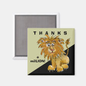 Cute Cartoon Lion Bedankt Square Magnet (Voorkant / Achterkant)