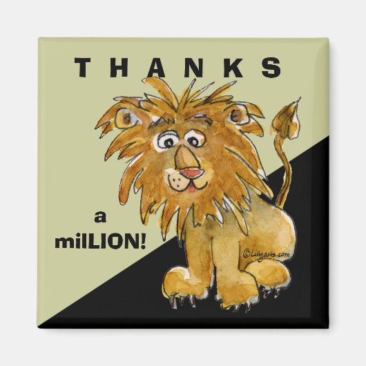 Cute Cartoon Lion Bedankt Square Magnet (Voorkant)