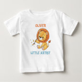 Cute Cartoon Lion Cub Artist with Paintbrush (Voorkant)