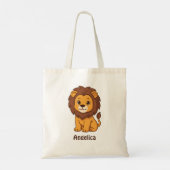 Cute Cartoon Lion Custom Name Tote Bag (Achterkant)