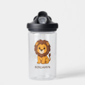 Cute Cartoon Lion Custom Name Waterfles (Voorkant)