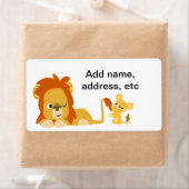 Cute Cartoon Lion Dad and Cub Shipping Label (Insitu)