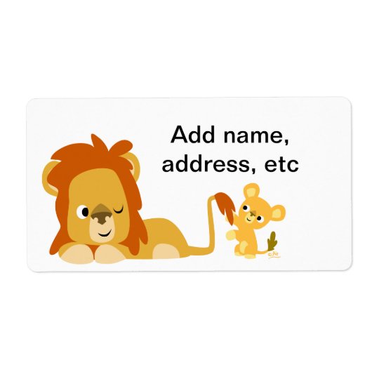 Cute Cartoon Lion Dad and Cub Shipping Label (Voorkant)