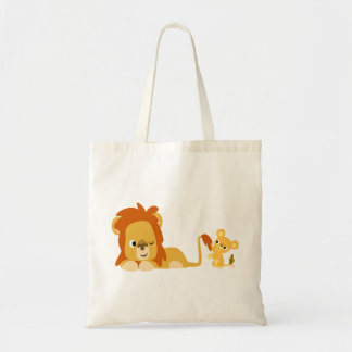 Cute Cartoon Lion Dad en Cub Bag Tote Bag