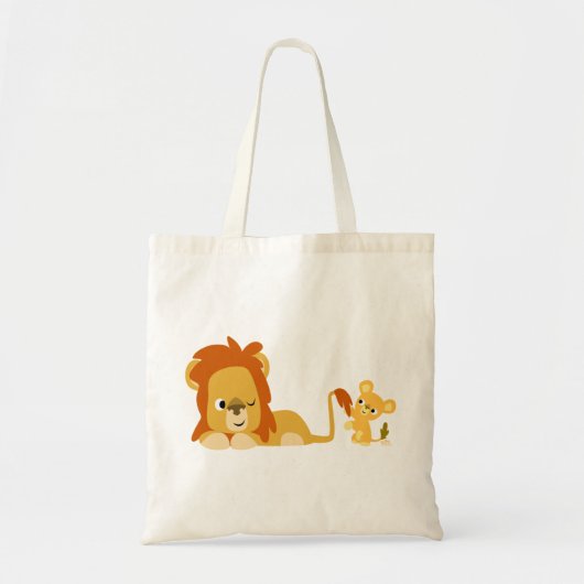 Cute Cartoon Lion Dad en Cub Bag Tote Bag (Voorkant)